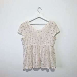 Floral Lace Women Top - Cream
